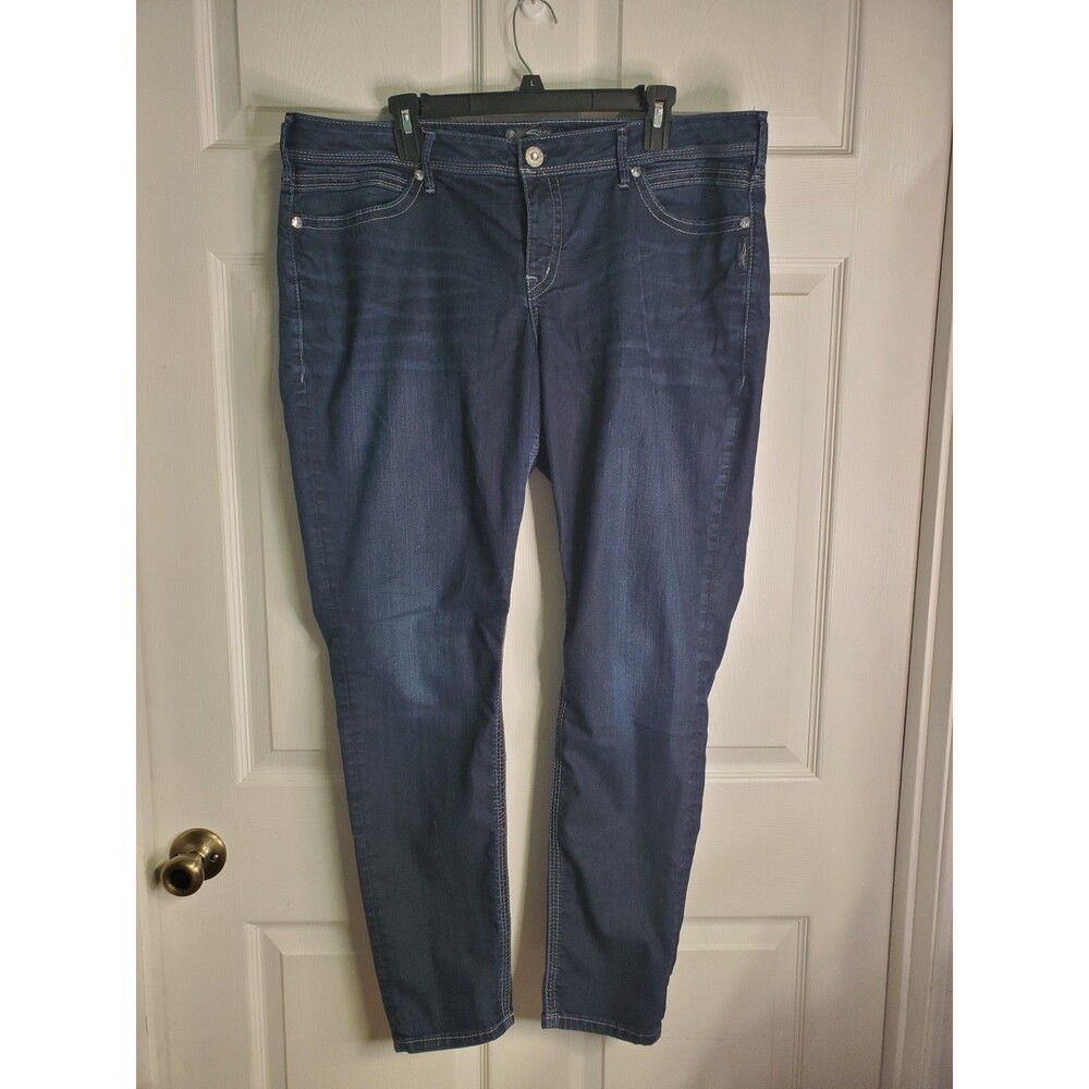 Silver Jeans Jegging Size 20 Dark/Indigo Wash W/Crystal Rhinestone Embellishment